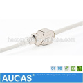 AUCAS Cat6 FTP liga de zinco módulo toolless / 8p8c RJ45 indoor keystone 90 graus jack módulo